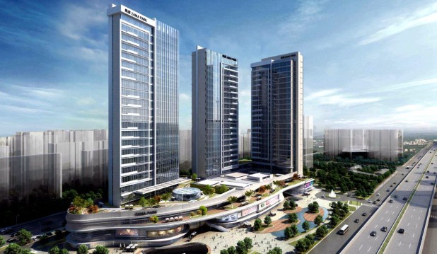 凱信后湖生活廣場電動天棚簾案例